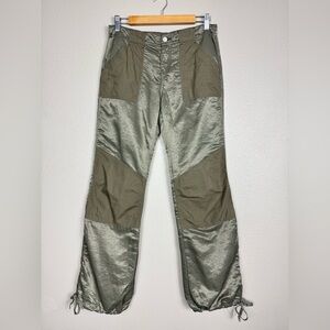 Y2K Unionbay Pants Juniors satin green Low Rise ‎Parachute Vintage 90s Grunge H